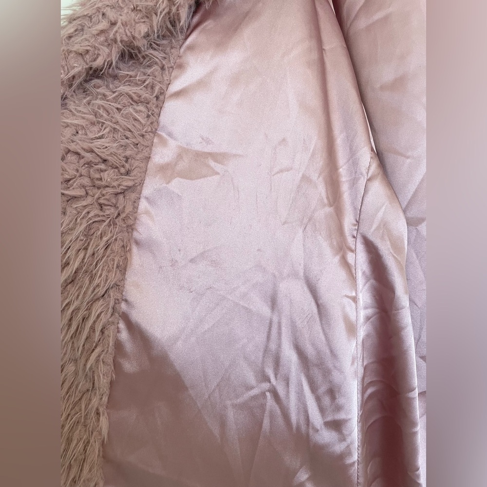 Torrid Sherpa Drape Front Jacket Mauve Pink 1X 14-16 Fluffy Cozy Neutral Rave - Picture 7 of 13